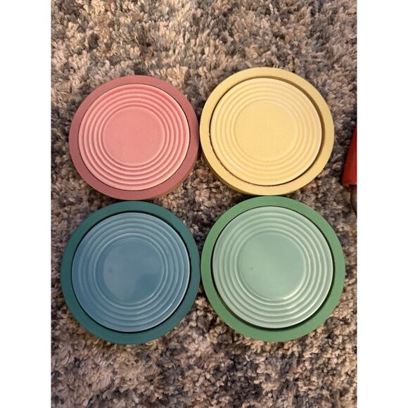 fiesta ceramic coaster set and holder vintage - Picture 2 of 2